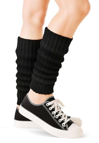 SIWOKJJO Stulpen, Gestrickt Beinwärmer, Damen Schwarz Ballett Beinstulpen, Leg Warmers Knöchelwärmer für Frauen, Ballett, Yoga, Partys
