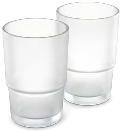 QWORK® 2 Piezas Vaso para Cepillo de Dientes Repuesto, Vidrio Mate, para Soportes de cepillos de Dientes montados en la Pared