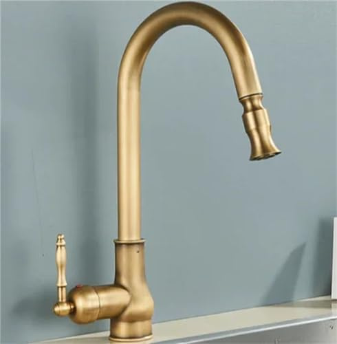 Kökskran mixerkran, utdragbar design, 360 graders rotation mässing handfat kran för enkel användning