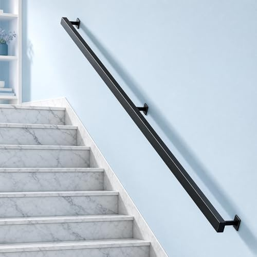 Pasamanos escalera, barandilla de escalera interior, pasamanos negro, escalera de barandill, se puede empalmar barandilla de escaleras, de subida para balcones pasillos (A, 300(140+160) CM)