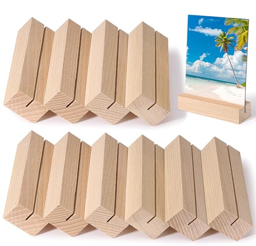 WGIDSKKI Juego de 10 Soportes para Tarjetas de Madera, Incluido Soporte Para Tarjetas de Menú, Elegante Soporte Para Mesa y Soporte para Fotos,Perfecto Para Bodas, Banquetes y Fiestas
