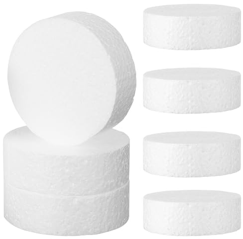 HEANUJJ 7 Cilindros de Espuma Redonda para Manualidades y Esculturas, Discos de Espuma White, Fáciles de Usar y Resistentes para Decoración Creativa
