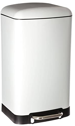JJA 133680 Poubelle Métal Blanc 35 x 32 x 62 cm 30 L