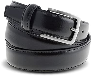 La Bottega del Calzolaio Cintura in pelle di vitello nera 3 cm semi lucida da uomo per cerimonie elegante artigianale made in Italy (120 cm (50/52-52/54 EU))