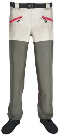WONITAGO Waist Wader for Men and Women, 3 Ply Breathable Waterproof Waist High Pants with Stockingfoot, L