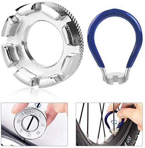 DECARETA Fahrrad Speichenschlüssel Eisen, Größe 10-15 Universal Speichenspanner für Fahrrad, Leichtes Elektrofahrzeug, Nippelspanner Speichen Werkzeug (Silber)
