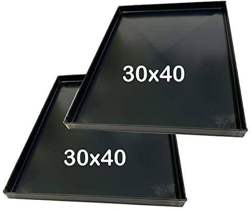 Teglie forno professionale 40x30x2 Cm, con diagonale antideformazione Spessore teglie 8/10 Pizza alta idratazione ideale per professionisti della pizza e focaccia [2 PEZZI]