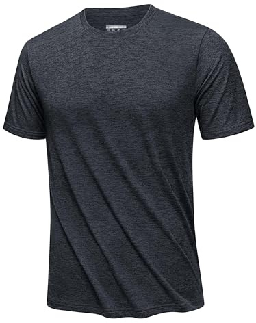 KEFITEVD Maglietta sportiva da uomo, traspirante, per il fitness, ad asciugatura rapida, girocollo, Nero , M