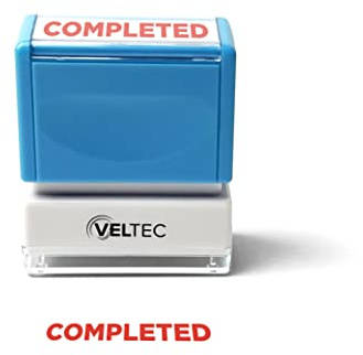 Veltec Premium Pre-Inked Message Stamp, Red Ink (Completed)