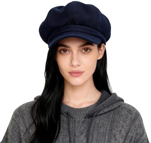 Idopy Women's Retro Peaked Ivy Newsboy Paperboy Baker Boy Beanie Gatsby Cabbie Painter Cap Hats Navy