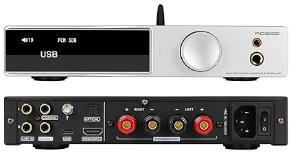 SMSL AO300 165Wx2 CS43131 DAC Headphone Amplifier, MA5332MS 2.1 Channel Class D Amp, USB/BT/Coax/Opt/HDMI ARC/RCA Input HiFi Power Amplifier for Speakers/Subwoofer/4.4mm/6.35mm Output (Pro, Silver)