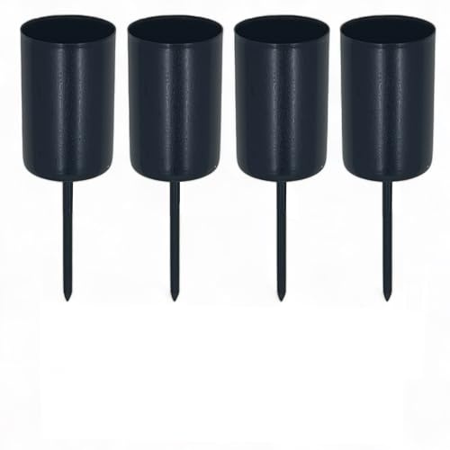 MIJOMA 4 eleganti portacandele dell'Avvento con spina, in metallo, per una perfetta corona dell'avvento e composizione dell'Avvento per Natale (nero, Ø 2,5 cm - 6 cm)