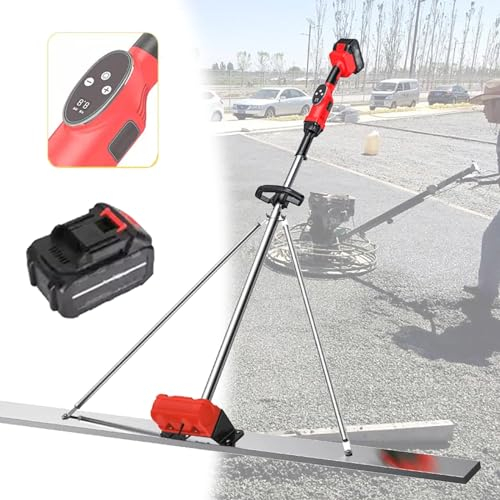 Quixnova Vibrationsset für Betonestrich, Elektroschaber für Beton, 1,5 m, 6000 mA, 48 V, Betonbearbeitungswerkzeug, elektrisches, kabelloses Nivellierlineal für Betonzementböden,B