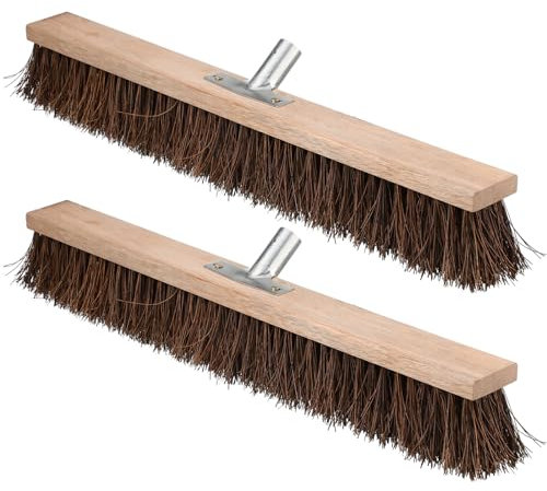 FillTouch 2 Pcs Push Broom Head 24 Large Outdoor Push Broom 24 Inch Heavy Duty Broom for Garage Driveway Cleaning, Farmhouse Animals Sheep Cow Back Scratcher