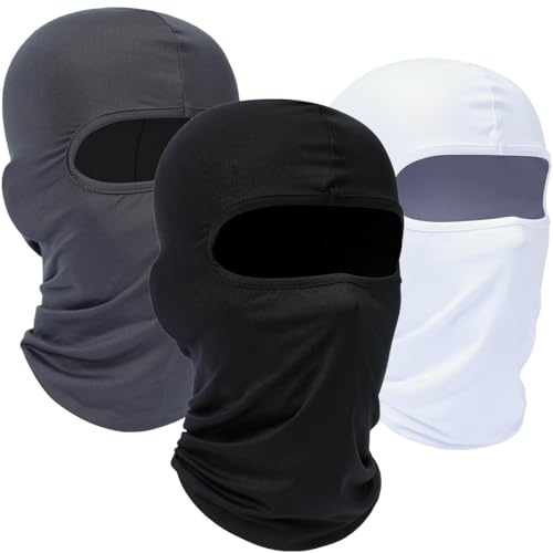 WTACTFUL Set om 3 – Balaclava motorcykel kvinnor män skidmask balaclava sommar vinterhuva under hjälm andas vindtät motorcykel cykling skidåkning snowboard svart/grå/vit