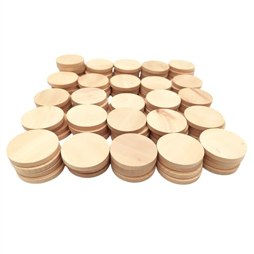 100 dischi di legno naturale vuoti, rotondi, non finiti, cerchi in legno vuoti, ornamenti in legno per fai da te (4 cm)