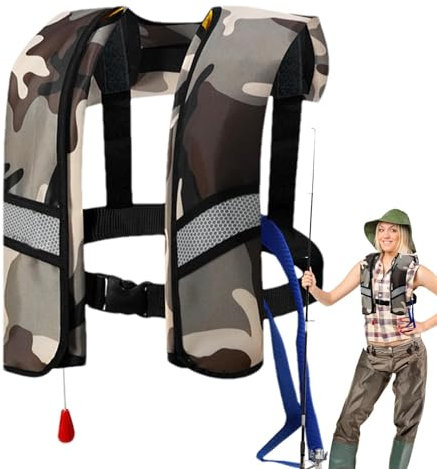 Rettungsweste für Erwachsene, Rettungsweste für Boote,Aufblasende Schwimmweste lebensrettend für Bootfahren - Fluoreszierende Reflektoren, befestigte Schwimmjacken, Schwimmhilfe für Offshore- un