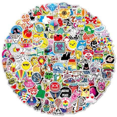 Ptyism 200 Piezas Pegatinas de Graffiti Impermeables de Vinilo para Botella, Ordenador Portátil, Guitarra, Teléfono Móvil y Más