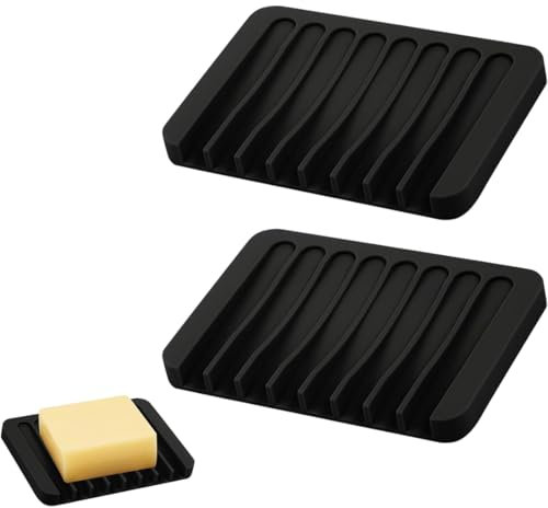 BIRLOZA - Jabonera de silicona con flujo para lavabo, pequeña caja de jabón, 2 unidades