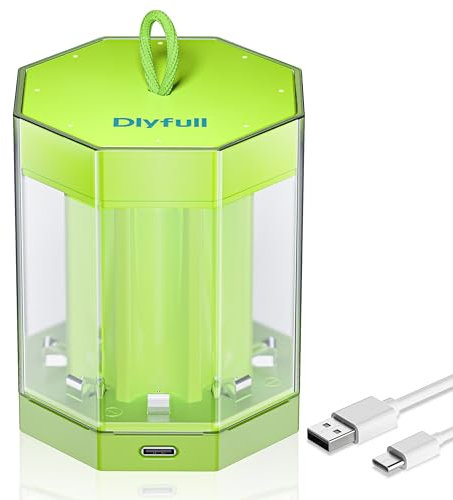 Dlyfull 8 Bay AA AAA Battery Charger for Ni-MH Ni-CD Rechargeable Batteries, Vertical Battery Charger with Dust Cover, USB C Cable Inclued