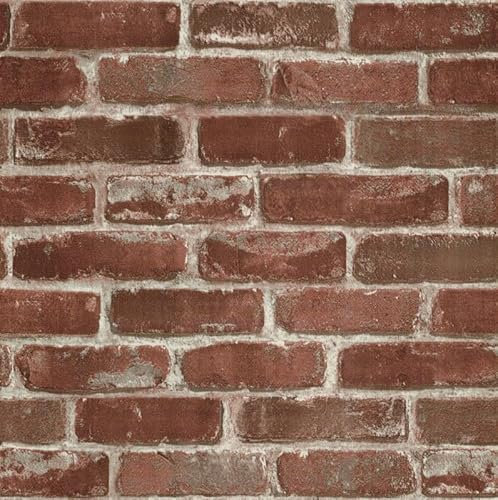 AMIGO Papel Vinilo Autoadhesivo 3D con Efecto Ladrillo - Panel Decorativo Extraíble Texturizado (Color Rojo-Marrón) para Paredes,Cocinas y Muebles - Resistente a la Humedad 44.5x500cm