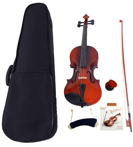Bonnlo Full Size 4/4 Acoustic Violin, Case Bow Rosin Strings Tuner Shoulder Rest Natural Fiddle for Adults & Beginners & Teen Kids 11+, Solid Wood