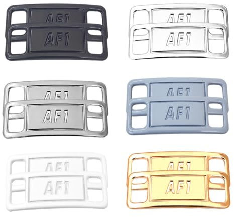 EIROVYA Etiquetas de encaje, etiquetas de metal AF1, accesorios para hebillas de zapatos, hebillas de zapatos de liberación rápida, adecuadas para zapatillas de deporte para niños y adultos, 6 pares