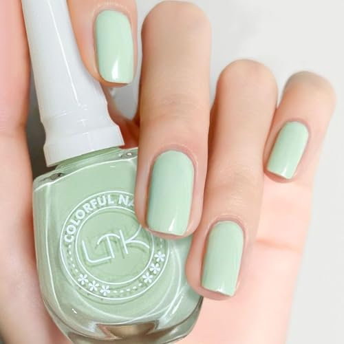Nail Varnish - Green Nail Polish - 13ml Mint Green Quick Dry Long Lasting Nail Polish - Glossy Light Green Nail Varnish - No Chipping & Easy to Apply Nail Varnish for Nail Art Manicure