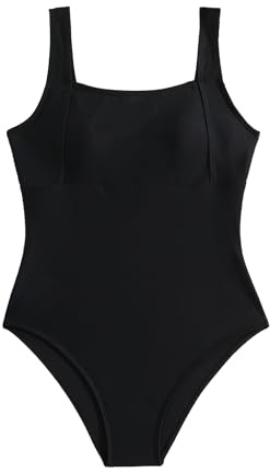 Dtone Maillot de bain pour fille avec rembourrage - Maillots de bain une pièce pour la plage - 8-14 ans, noir 1, 10-11 ans