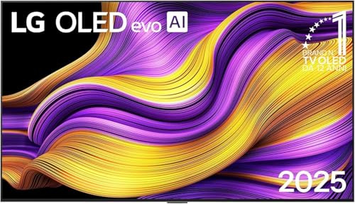 LG OLED evo AI G5 TV 65 pollici, Smart TV 4K, Staffa a muro inclusa, Processore α11 Gen2, Brightness Booster Ultimate, webOS con AI, Dolby Vision e Atmos, VRR e GSYNC 4K@165Hz, OLED65G55LW 2025