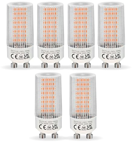 NICEOO Ampoules LED GU10 3,5W Équivalentes à 40W Halogène, Blanc Chaud 2200K 320 Lumens AC 230V, Forme T22 Cylindrique Transparente, Angle de Faisceau Large à 360° Non Dimmables, Lot de 6