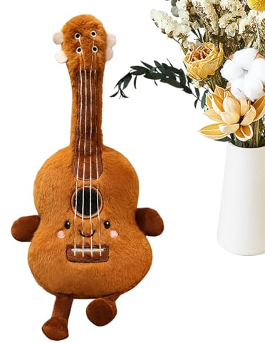 Opdestn Peluche Guitare | Jouet Musical Enfant Doux et Câlin,Décoration Bureau Mignonne, Réaliste pour Ados et Adultes