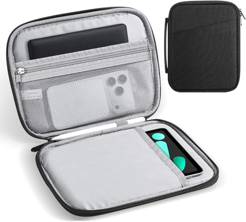 MoKo 7-8 Inch Padded Tablet Sleeve Protective Carrying Case for iPad mini (A17 Pro) 8.3 2024, iPad mini 6/5/4/3/2th, 7 eReader, Tablet Bag with Handle, Black