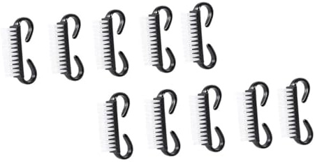 Cabilock 10 piezas Cepillos de Limpieza para Uñas Compactos y Portátiles Resistentes y Duraderos para Herramientas Prácticas para Arte de Uñas Negro