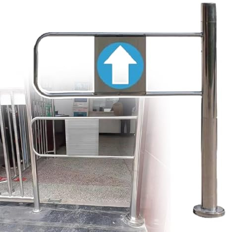 Fjäderbelastad säkerhetsgunga – automatisk envägsdörr i rostfritt stål för hallar, bibliotek, köpcentrum – 50/60/70/80/90/100 cm passage, 90 x 97 cm höger