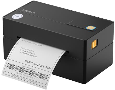 Inateck Mobile termisk etikettskrivare, trådlös 4 x 6 fraktetiketter, skrivare för fraktpaket, kompatibel med iPhone, Android, iPad, Windows, MacOS, Chrome, USPS, svart