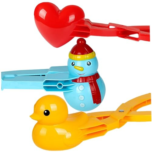 Snowball Toys 3 Unids/set Muñeco de Nieve Corazón Pato Fabricante de Bolas de Nieve Lindos Moldes de Moldes Moldeadores de Invierno Pinzas de Clip Divertidas para Juegos de Lucha al Aire Libre