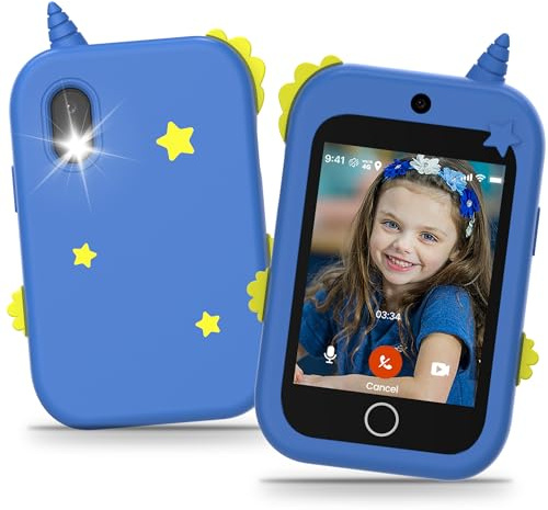 Telefono per Bambini, 4G Telefono Giocattolo per Bambini con GPS Videochiamate Chat Vocale SOS Due Fotocamera Contapassi Modalità scuola Sveglia, Cellulare per Bambini Smartphone Regalo di Compleanno