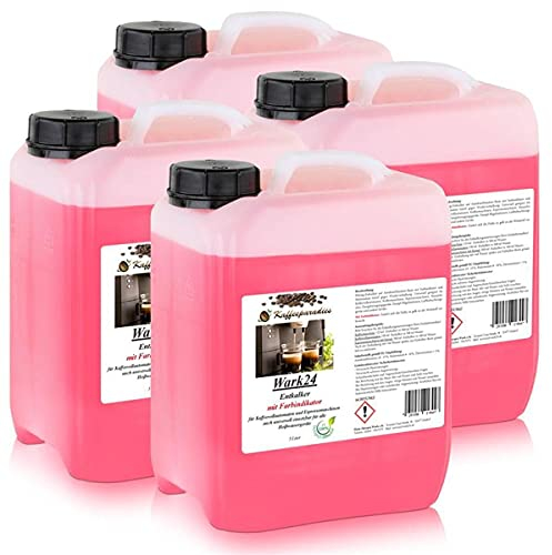 Wark24 Flüssigentkalker 4x 5 L mit Farbindikator, Universal-Entkalker & schonender Kalklöser für Kaffeemaschinen, Wasserkocher & Haushaltsgeräte, biologisch abbaubar