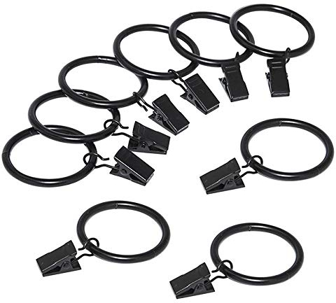 OFKPO 20 Pcs Anillas con Pinzas para Cortinas de Ducha, Negro