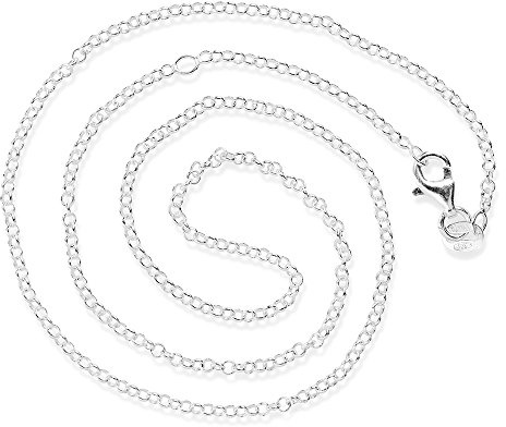 Heartbreaker Pea Chain with Eyelet and Lobster Clasp in Real Silver 925 Sterling Silver Unisex Chain for Pendants Length 40 cm, Diameter 1 mm
