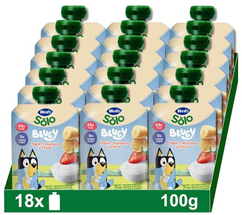 Hero Solo Mi Merienda Bolsitas de Yogurín Griego con Zumos de Fruta y Cookies - Para Bebés a Partir de los 6 Meses - Pack de 18 x 100 g