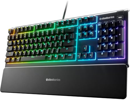SteelSeries Apex 3 - Clavier de Gaming - Illumination RVB sur 10 Zones - Repose-Mains Magnétique Premium - Agencement Nordique QWERTY