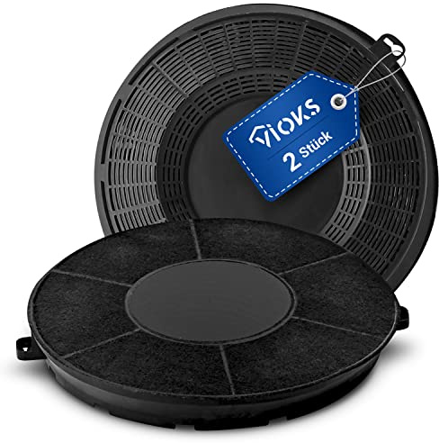 VIOKS Uppsättning 2 x köksfläktfilter 236 mm Ø ersättning för AEG-filter 9029800506 & 9029793610 Elica Type48 – aktivt kolfilter för köksfläktar AEG Electrolux bubbelpool Elica Zanussi