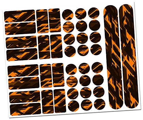 Finest Folia 34-Piece Bicycle Frame Protective Film Sticker MTB BMX Chain Paint Protection Film R159 R160 (14 Future Neon Orange)