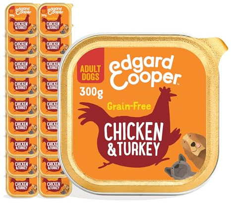 Edgard & Cooper Nassfutter für Hunde, (Huhn & Truthahn, 300g x 18), Getreidefrei, natürliche Zutaten und frisches Fleisch, voller essentieller Aminosäuren