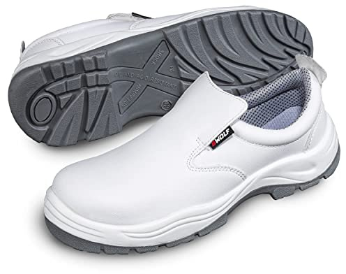 BWOLF Astral S2 SRC Zapatos de Cocina Hombre Zapatos de Cocina Mujer Impermeables, Resistentes al Aceite, Antideslizantes con Plantillas Transpirables, Blanco, 42 EU