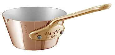 Mauviel M'Minis - Mini padella in rame e acciaio inox, con bordo versante e manico in bronzo, 3,54 pollici, Made in France