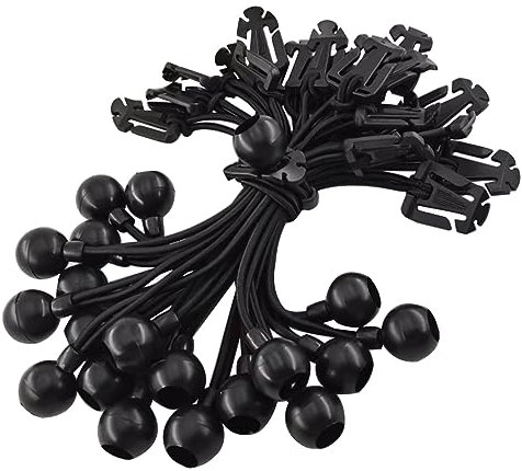 Corde Elastiche,Bungee Ball,Tenditori Elastici,20 Pezzi Bungee ball Elastico Nero 25cm,Corda Elastica per Tendoni Bungee Ball Fissaggio