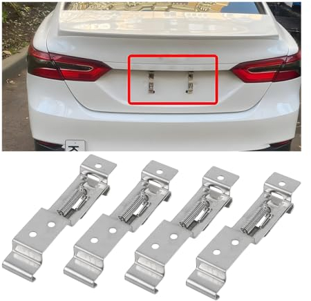 JNNJ 4 Pièces Support De Plaque D'immatriculation pour Remorque, Support De Plaque D'immatriculation avec Ressort en Acier Inoxydable, Pinces à Ressort pour Plaques D'immatriculation Standard